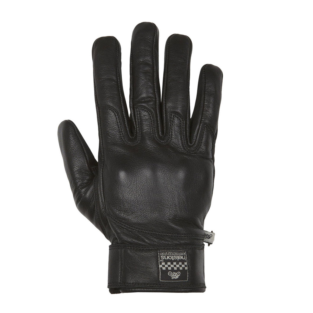 HELSTONS WOLF SUMMER LEATHER MOTORCYCLE GLOVE - BLACK