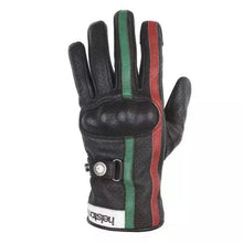 HELSTONS EAGLE AIR SUMMER LEATHER MOTORCYCLE GLOVE - BLACK/GREEN/RED