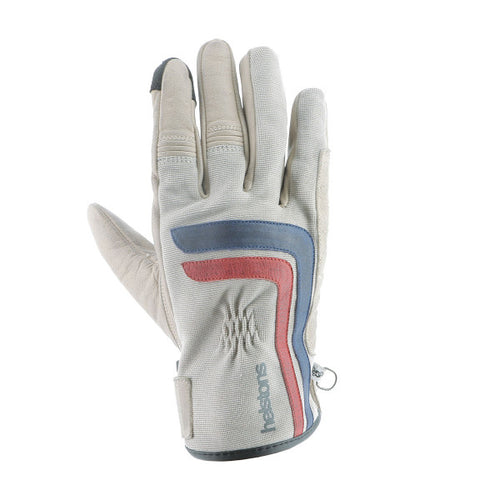 HELSTONS JEFF SUMMER LEATHER GLOVE 4WAYS BEIGE/BLUE/RED