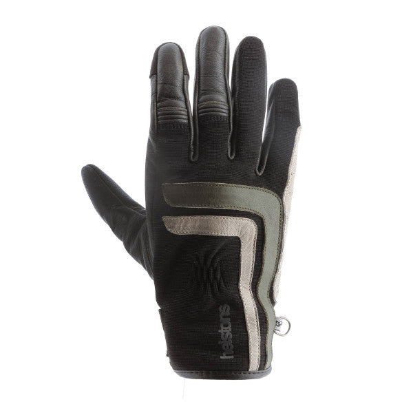 HELSTONS JEFF SUMMER LEATHER GLOVE 4WAYS BLACK/KHAKI/BEIGE