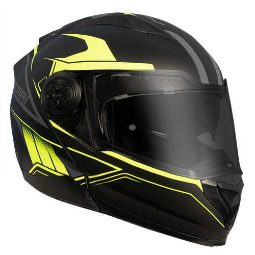 RXT 909 FLIP-UP MATTE BLACK/FLURO YELLOW HELMET