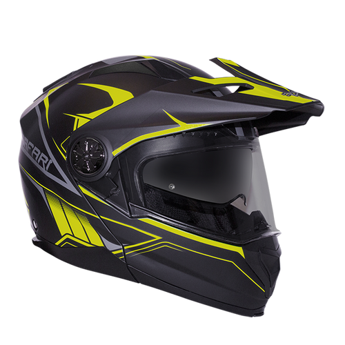 RXT 909P SAFARI MATTE BLACK/FLURO YELLOW MODULAR-ADVENTURE HELMET