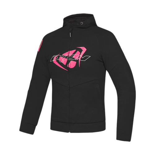 IXON TOUCHDOWN LADY BLACK/BRIGHT PINK TEXTILE WOMENS HOODIE JACKET