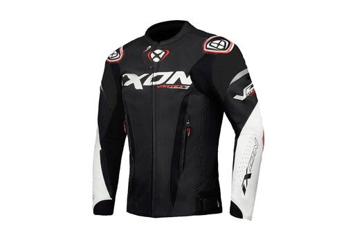 IXON VORTEX 3 BLACK/WHITE LEATHER JACKET