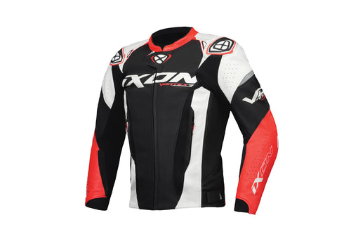 IXON VORTEX 3 BLACK/WHITE/RED LEATHER JACKET