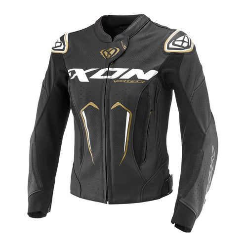 IXON VORTEX 3 LADY BLACK/WHITE/GOLD WOMENS LEATHER JACKET