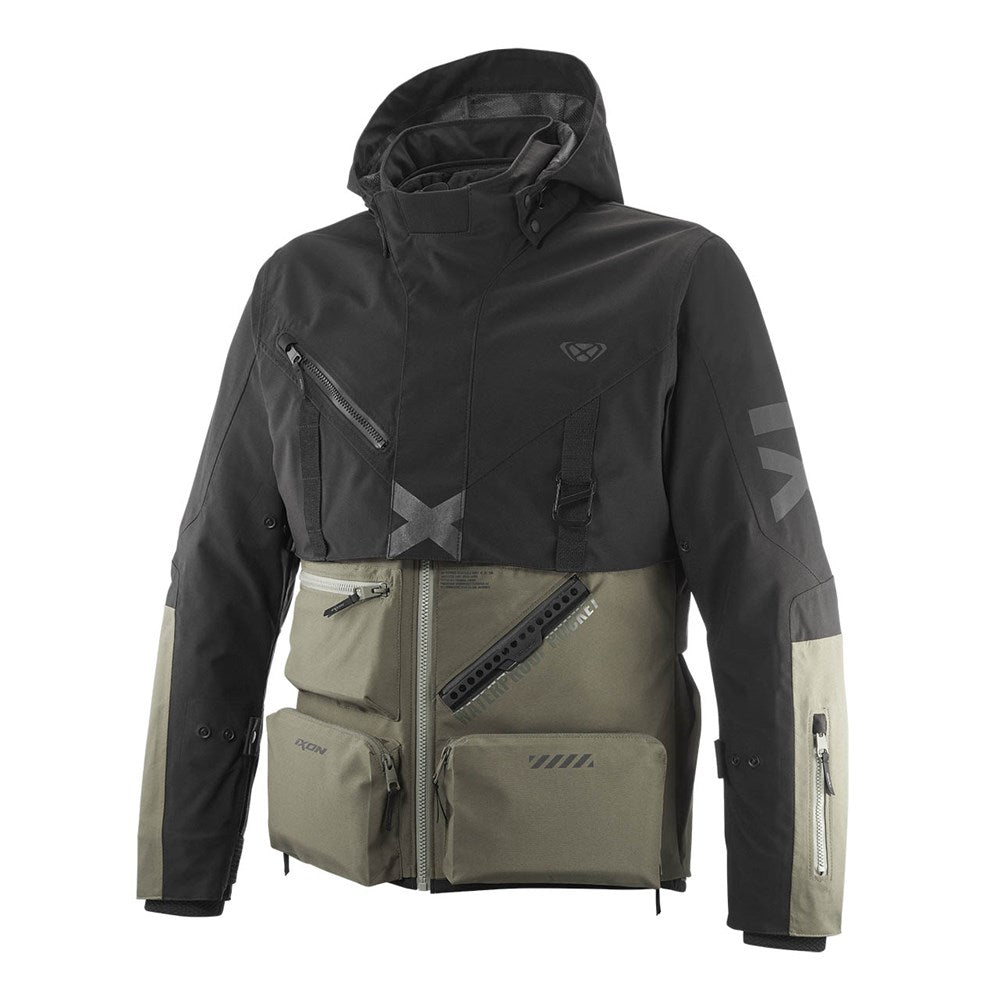 IXON ETNA KHAKI/BLACK TEXTILE HOODIE JACKET