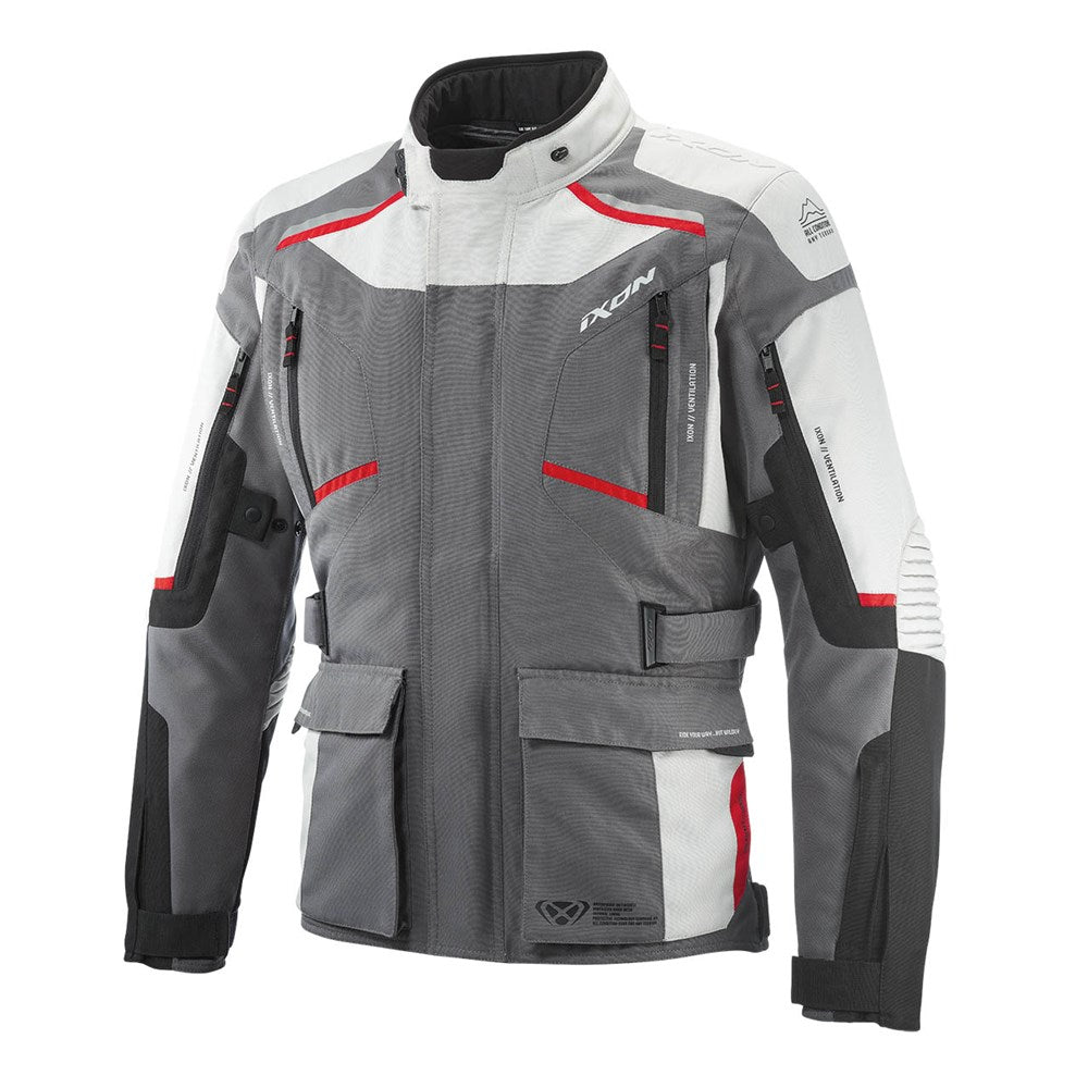 IXON MIDGARD GREY/BLACK/RED TEXTILE JACKET