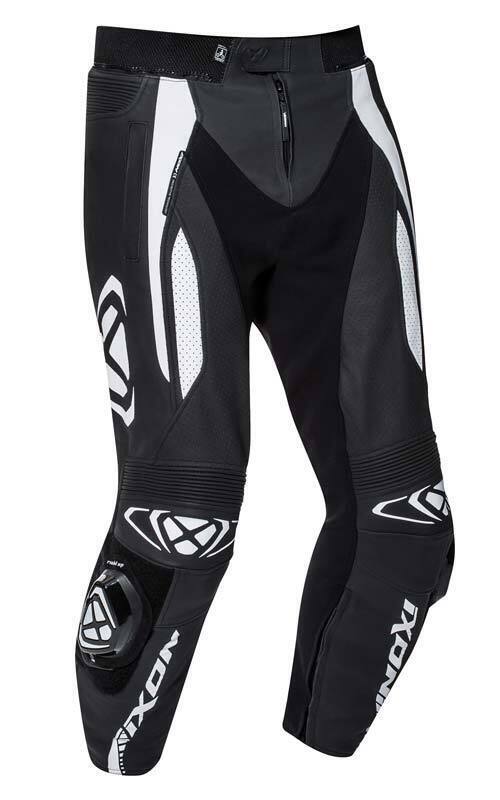 IXON VORTEX 2 LEATHER MOTORCYCLE PANTS - BLACK/WHITE (Size: LARGE)