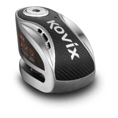 KOVIX ALARM DISC LOCK KNX-6 BRUSHED METAL WITH REMINDER CABLE & MOUNT