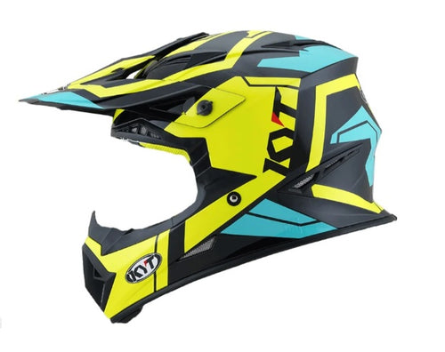 KYT JUMPSHOT 3 BLACK AQUA BLUE MOTOCROSS HELMET