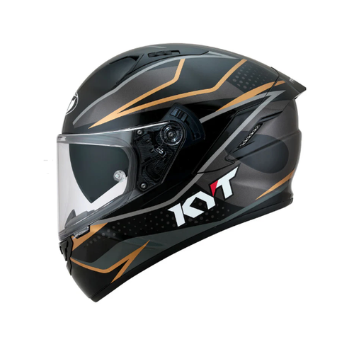 KYT NF-R DAVO REPLICA MOTORCYCLE HELMET BLACK GREY GOLD