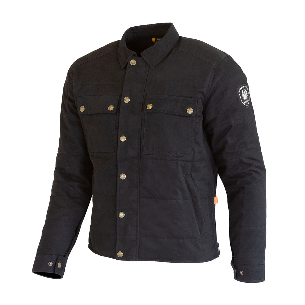 MERLIN CODSALL D3O BLACK HERITAGE WAX COTTON JACKET