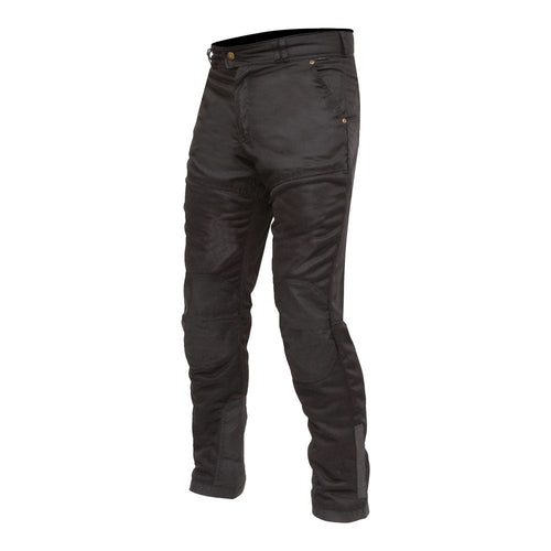 MERLIN SHENSTONE AIR MESH D3O BLACK HERITAGE WAX COTTON PANTS