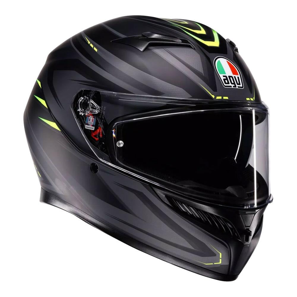 AGV K3 SYTH MATT BLACK/FLURO YELLOW HELMET