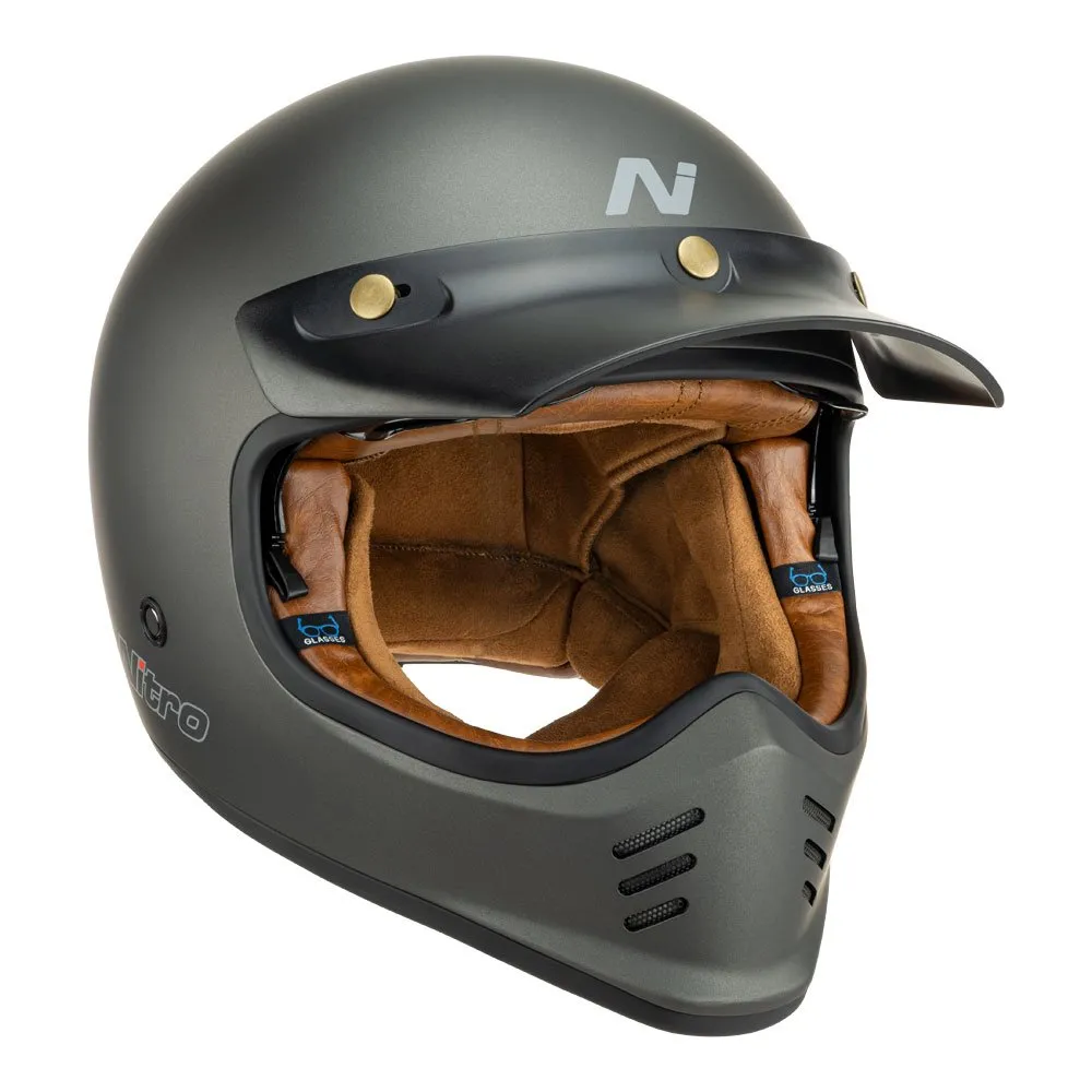 NITRO MX502 RETRO SATIN GRAPHITE HELMET