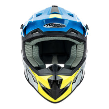 NITRO MX700 RECOIL MOTOCROSS HELMET BLACK/LIGHT BLUE/SILVER/FLURO YELLOW