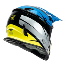 NITRO MX700 RECOIL MOTOCROSS HELMET BLACK/LIGHT BLUE/SILVER/FLURO YELLOW