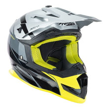 NITRO MX700 RECOIL MOTOCROSS HELMET GUNMETAL/BLACK/SILVER/FLURO YELLOW