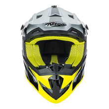 NITRO MX700 RECOIL MOTOCROSS HELMET GUNMETAL/BLACK/SILVER/FLURO YELLOW