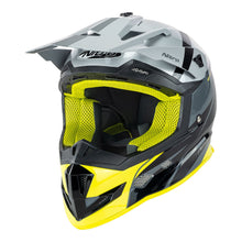 NITRO MX700 RECOIL MOTOCROSS HELMET GUNMETAL/BLACK/SILVER/FLURO YELLOW