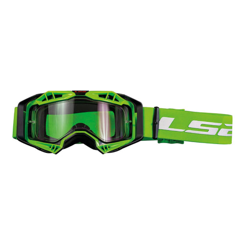 LS2 AURA GOGGLE - HI-VIS GREEN WITH CLEAR LENS