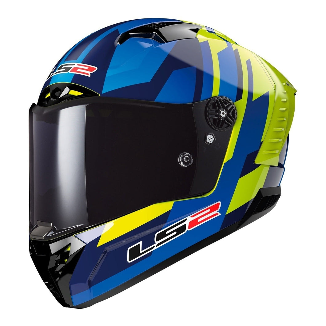 LS2 FF805C THUNDER CARBON GAS HELMETS - BLUE / HI-VIS YELLOW 22.06