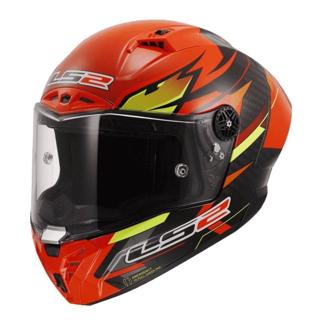 LS2 FF805C THUNDER CARBON GP AERO FIRE - RED / BLACK