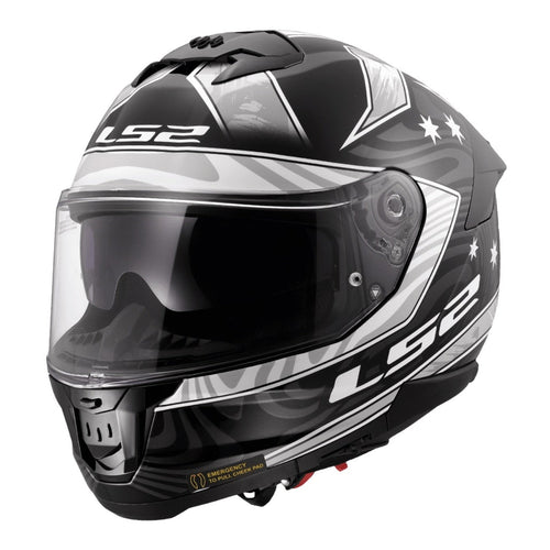 LS2 FF808 STREAM II GALDAM HELMET - BLACK / WHITE