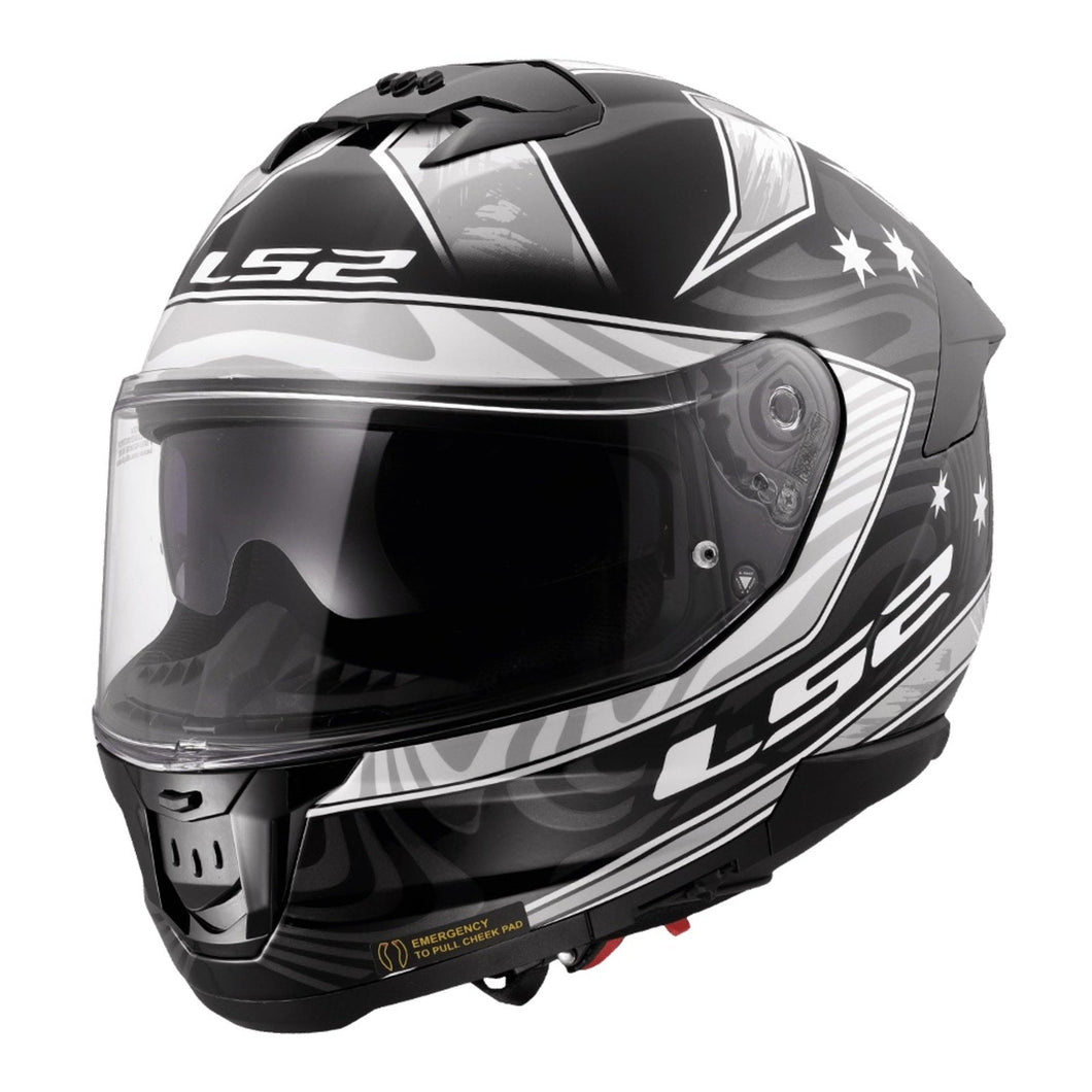LS2 FF808 STREAM II GALDAM HELMET - BLACK / WHITE