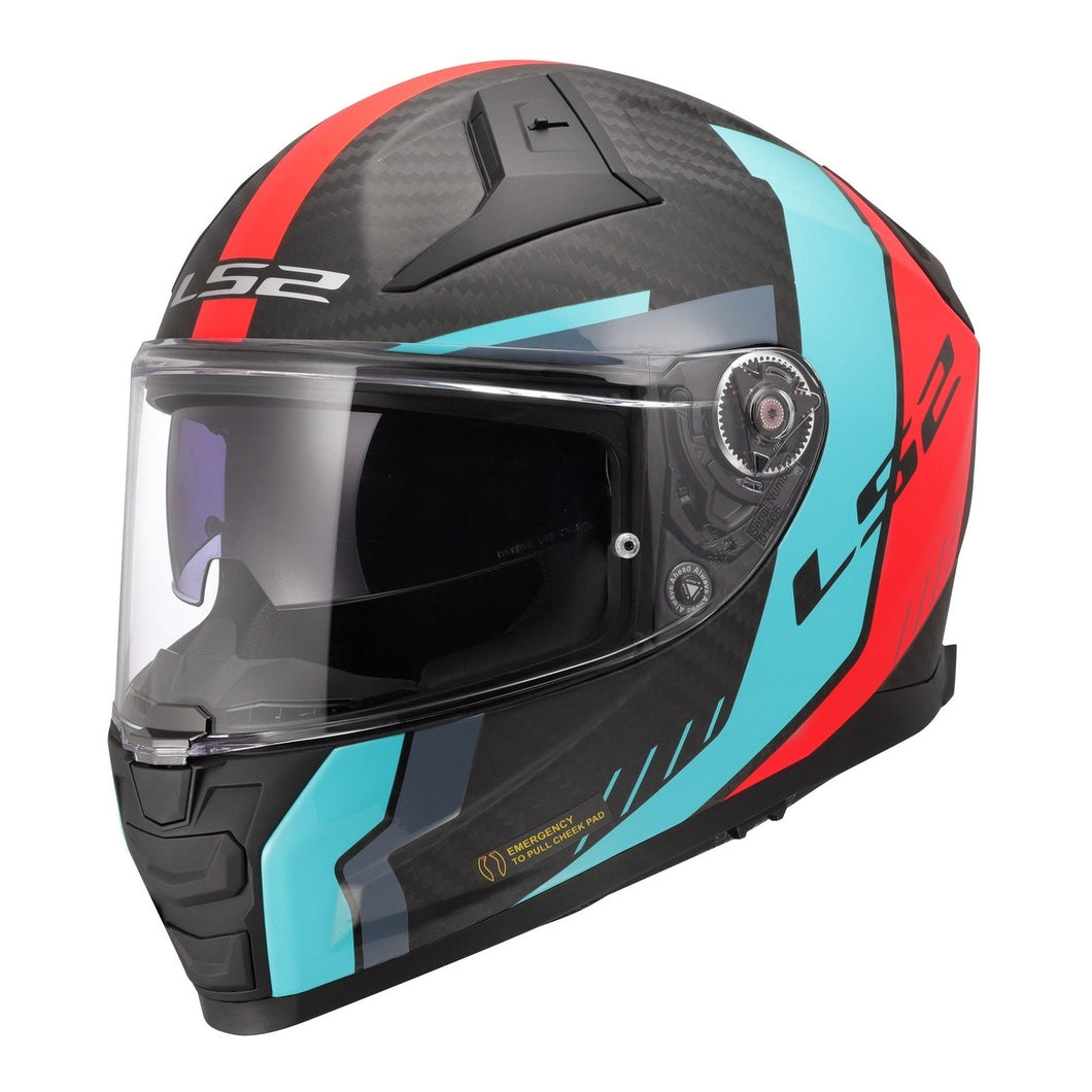 LS2 FF811 VECTOR 2 CARBON CARBON GRID HELMET - CYAN