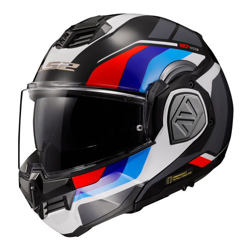 LS2 FF906 ADVANT SPORT FLIP OVER MODULAR HELMET - BLACK/BLUE/RED - ECE 22.06 (Size: LARGE)
