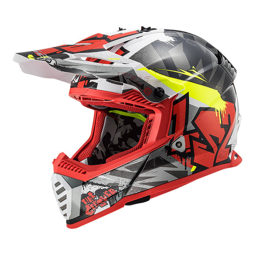 LS2 MX437 FAST EVO CRUSHER HELMET - BLACK / RED / GREY