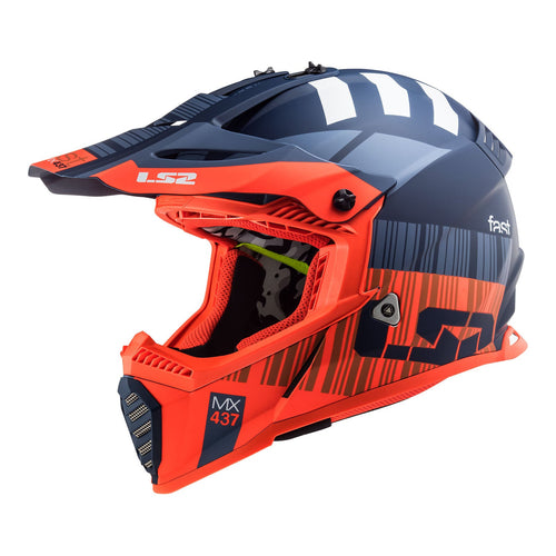 LS2 MX437 FAST EVO XCODE HELMET - MATTE BLUE / ORANGE