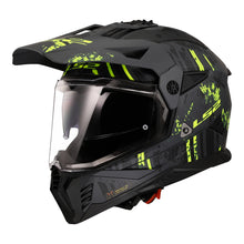 LS2 MX702 PIONEER II CRAZY HELMET - MATT BLACK / GREY / HI-VIS YELLOW
