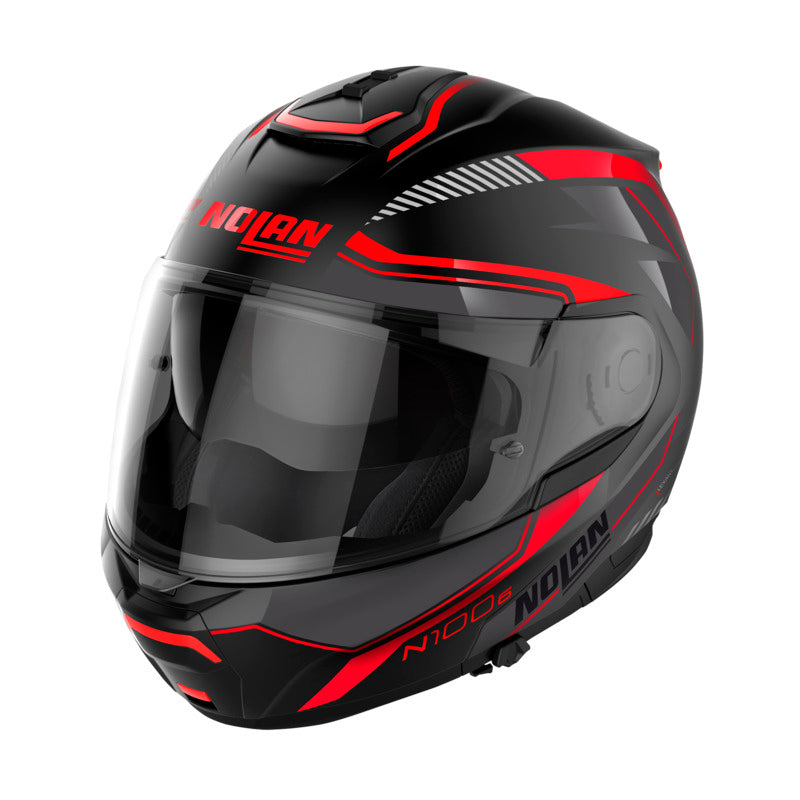 NOLAN N100-6 FLIP UP SURVEYOR HELMET - FLAT BLACK/RED/GREY