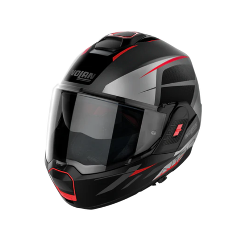 NOLAN N120-1 FLIP OVER CLASSIC MOTORCYCLE HELMET GREY BLACK RED