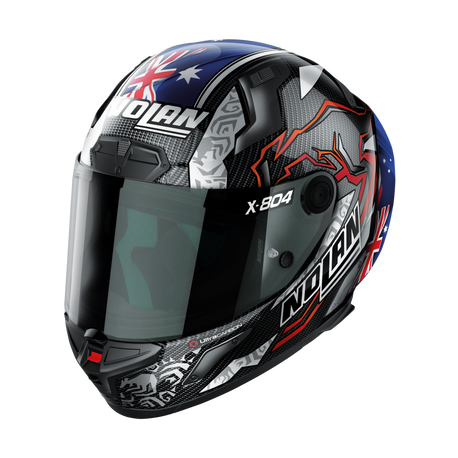 NOLAN X-804 RS FULL FACE STONER 10TH ANNIVERSARY MOTORCYCLE HELMET - CARBON BLUE WHITE