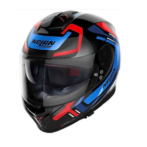 NOLAN N80-8 ALLY N-COM 43 MOTORCYCLE HELMET BLACK/RED/BLUE