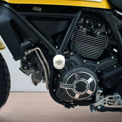 OGGY KNOBBS DUCATI 800 SCRAMBLER WHITE FRAME SLIDERS