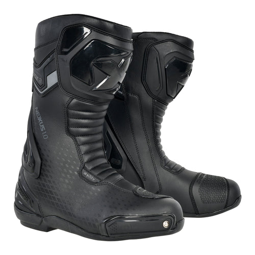 OXFORD NEXUS 1.0 DRY2DRY MOTORCYCLE LEATHER BOOTS - STEALTH BLACK (Size: EU 44)