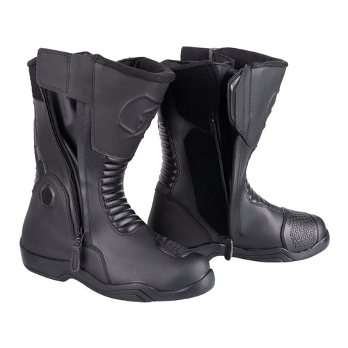 OXFORD HUNTER TWIN ZIP MOTORCYCLE LEATHER BOOTS  - BLACK (Size: 42)