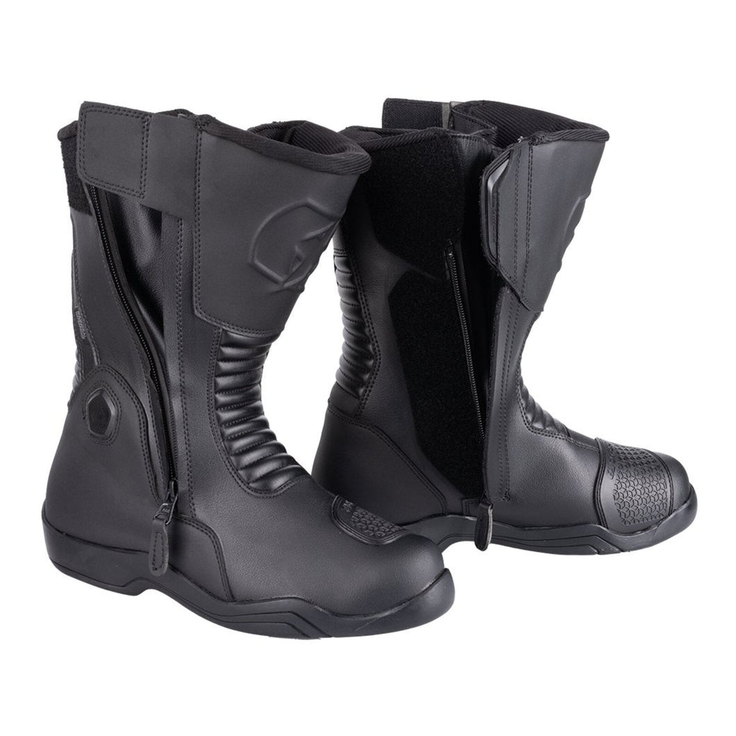 OXFORD HUNTER TWIN ZIP MOTORCYCLE LEATHER BOOTS  - BLACK (Size: 42)
