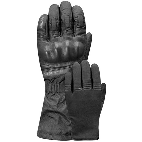 RACER FRANCE SIBERY 2-IN-1 MOTORCYCLE GLOVES BLACK