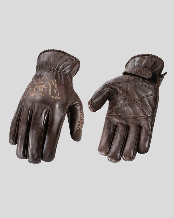 ROKKER TATTOO APE BROWN MOTORCYCLE GLOVES