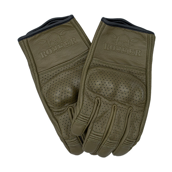 ROKKER TUCSON PERFORATED MOTORCYCLE GLOVE OLIVE