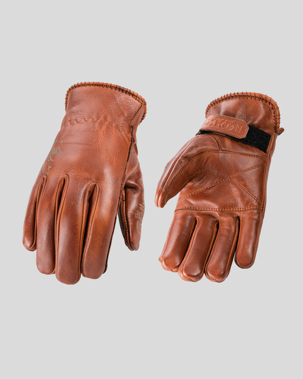 ROKKER TATTOO BIRD LADY COGNAC MOTORCYCLE GLOVES