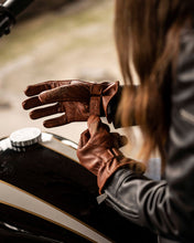 ROKKER TATTOO BIRD LADY COGNAC MOTORCYCLE GLOVES