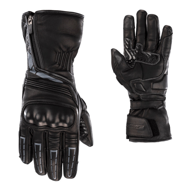 RST STORM 2 CE LEATHER WATERPROOF MOTORCYCLE GLOVES - BLACK