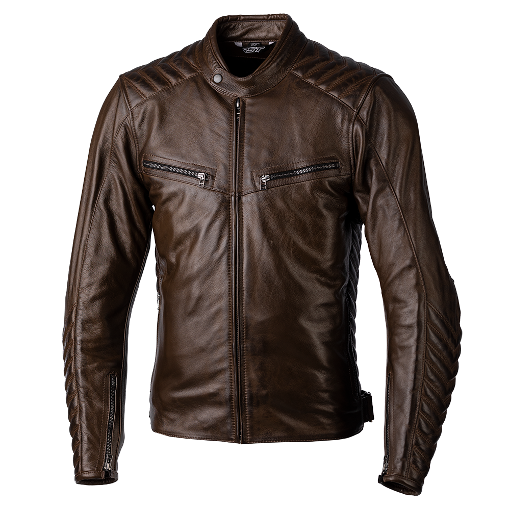 RST ROADSTER 3 CE VENTED LEATHER JACKET - BROWN